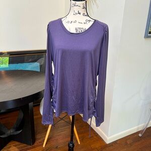 REI Purple Athletic Top with side tie gathers to shorten. Size XL